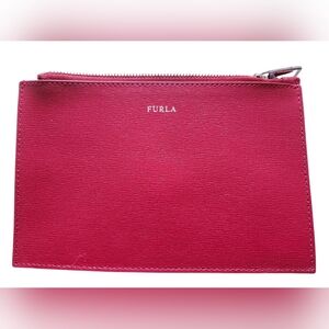 Furla Red Saffiano Leather Zip Pouch